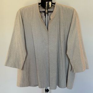 Eileen Fisher Beige Embroidered Swing Jacket Size L